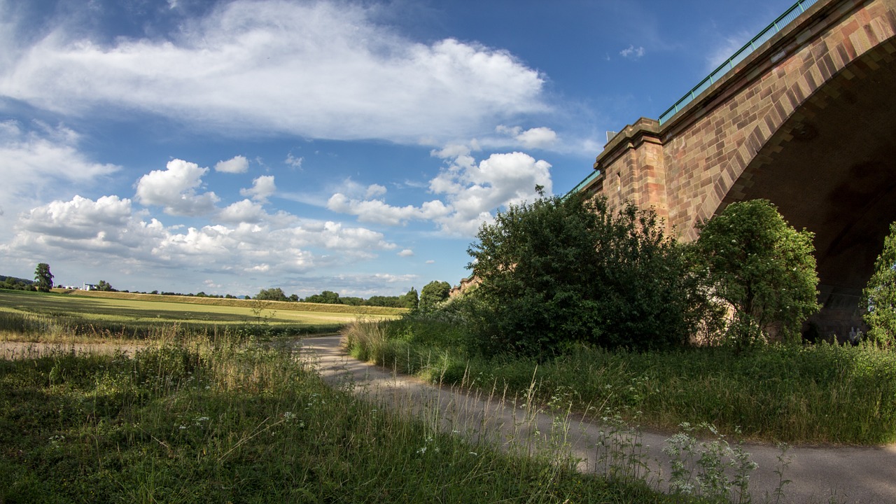 clouds field bridge free photo