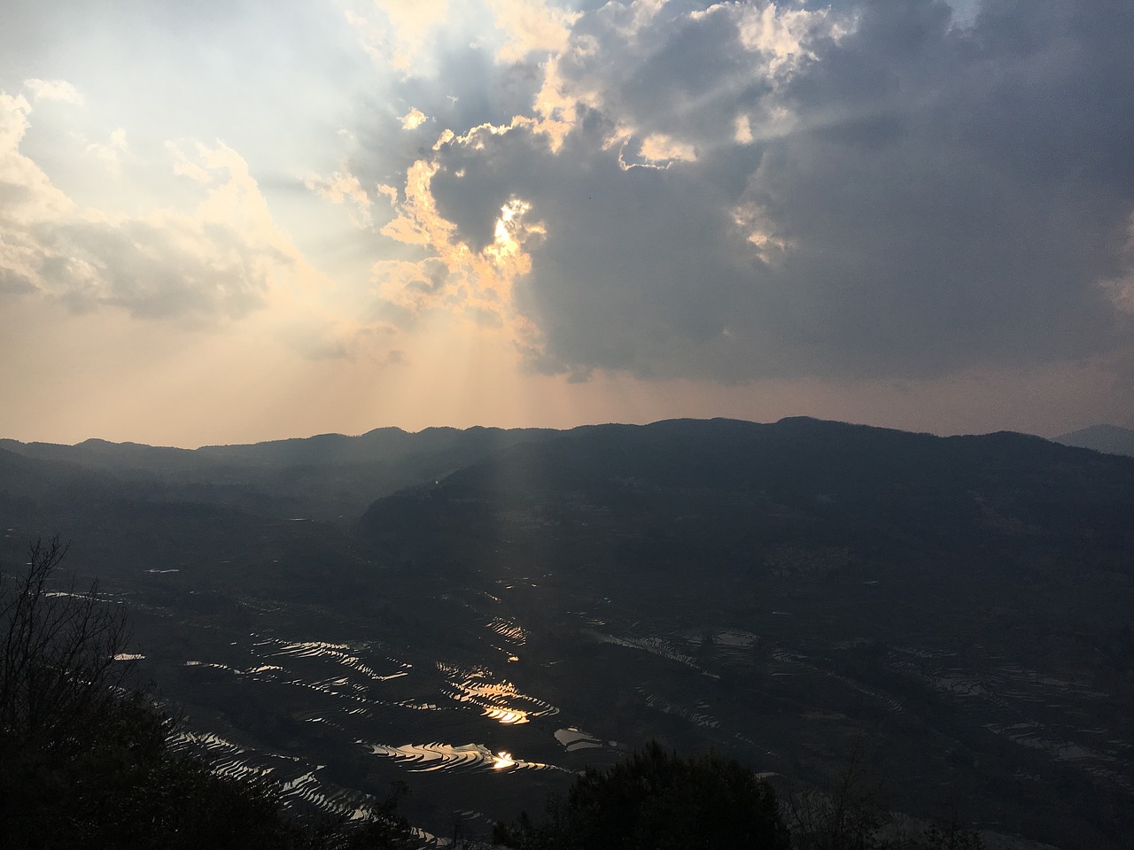 clouds skimming day terrace in yunnan province free photo