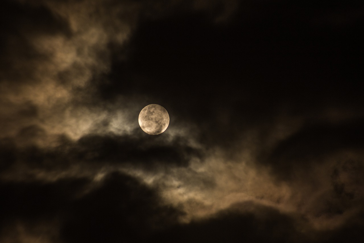 cloudy dark full moon free photo