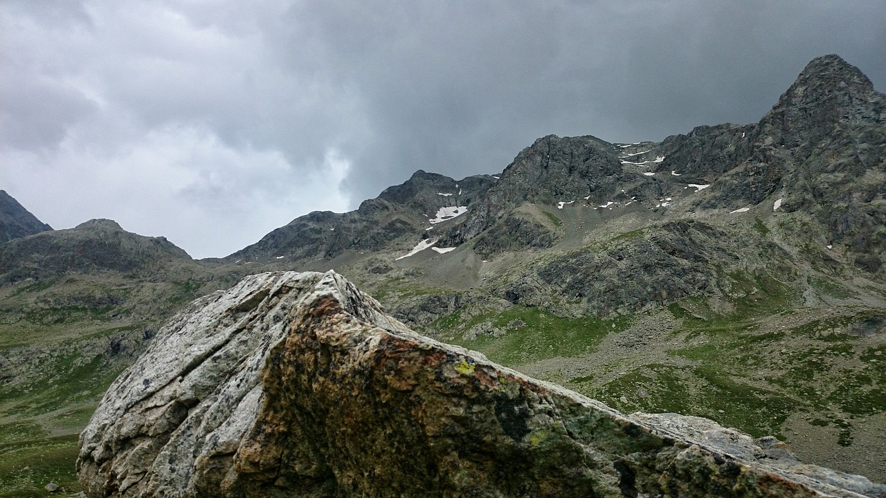 cloudy rocks mountains free photo