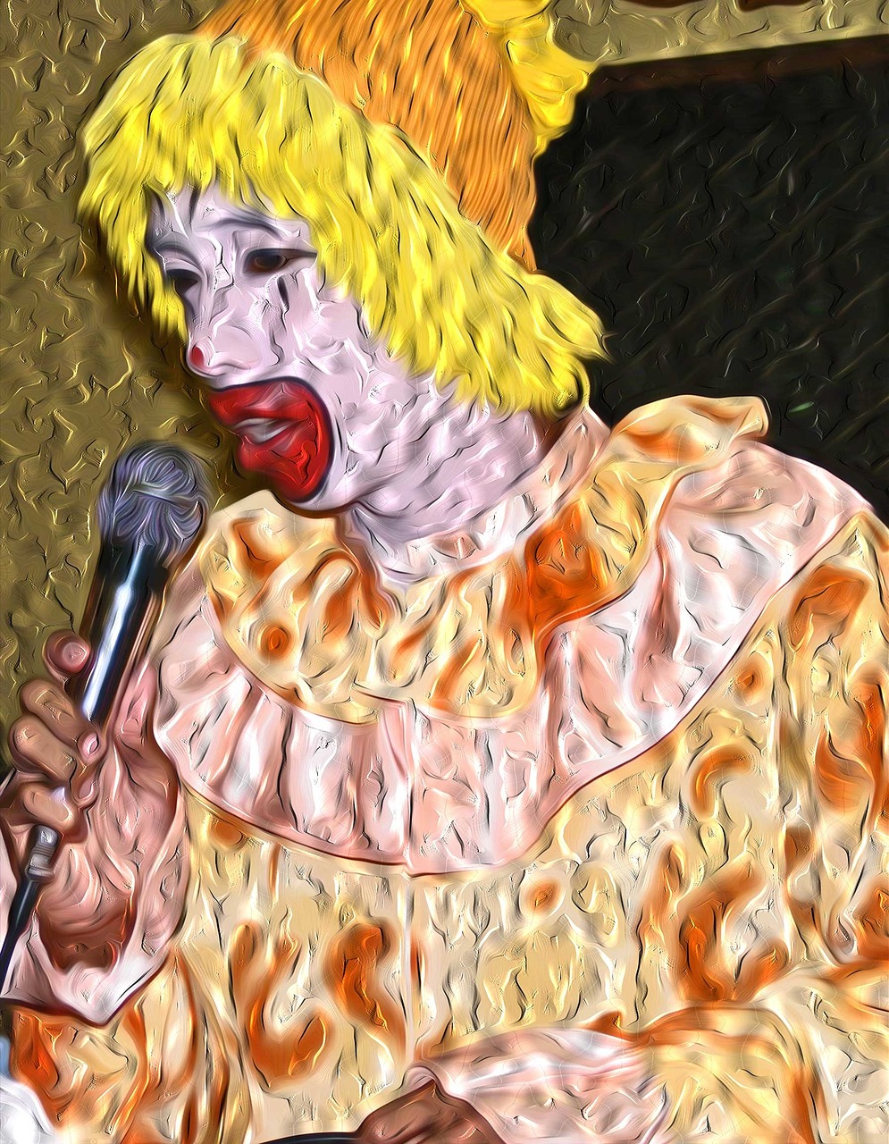 clown yellow microphone free photo