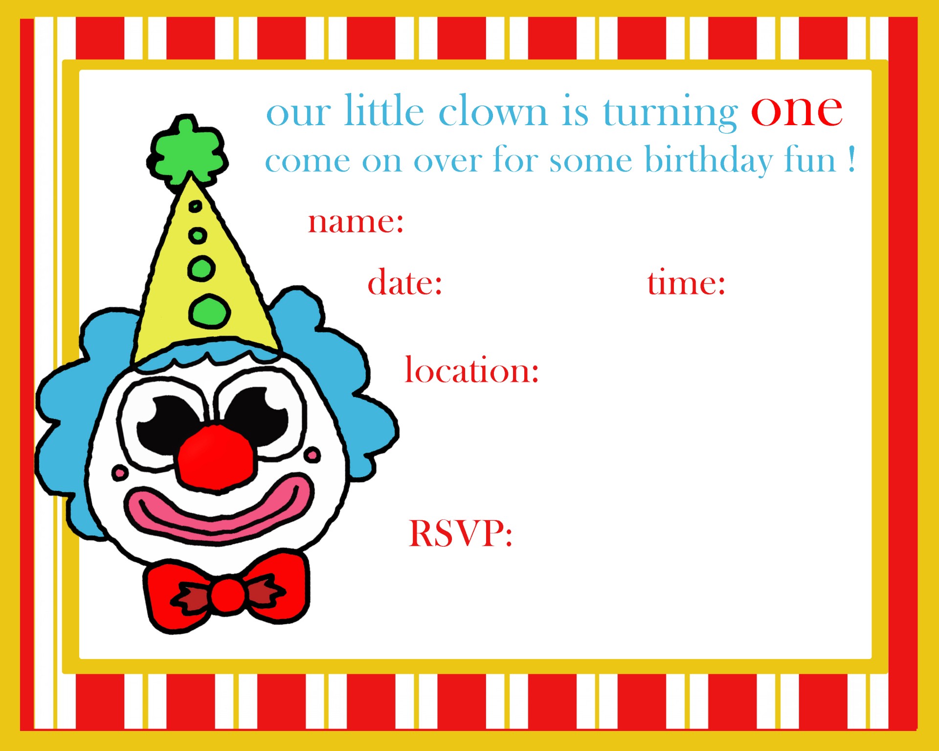 clown birthday invitation free photo