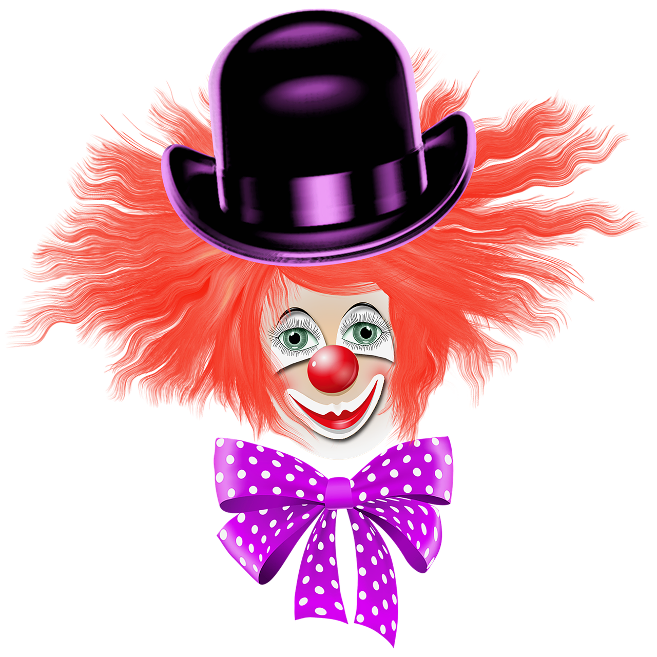 clown red hair red nose hat free photo