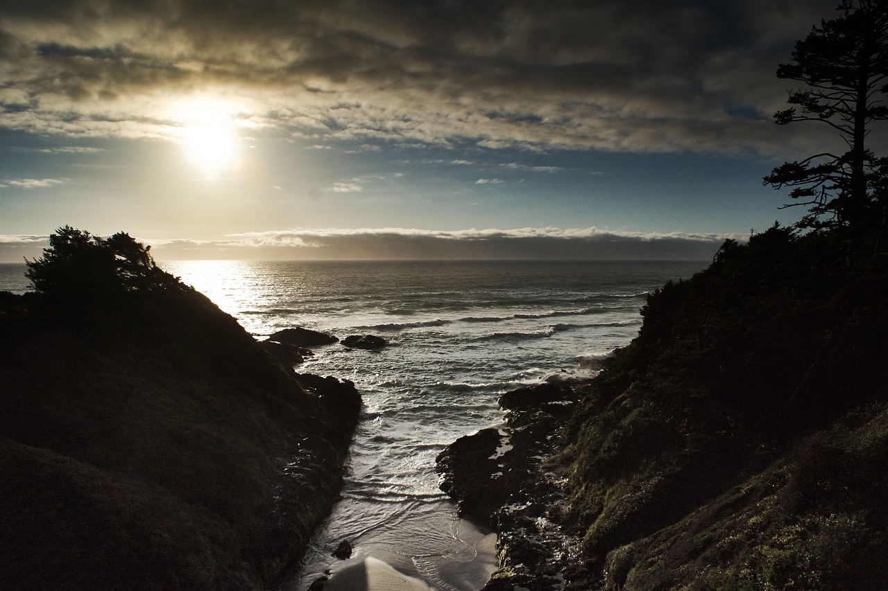 coastal sunset rocks free photo