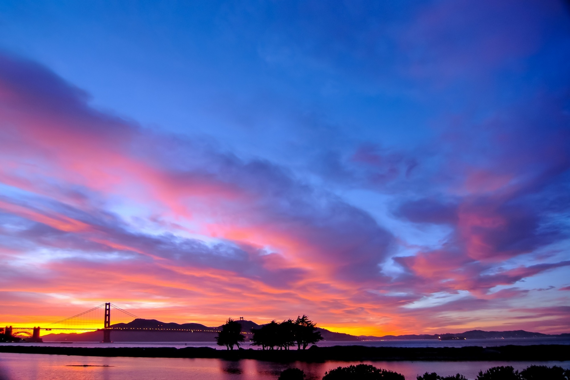 sunset landscape golden gate bridge free photo