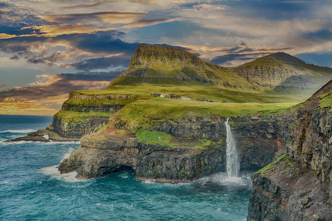 coastline waterfall landscape free photo