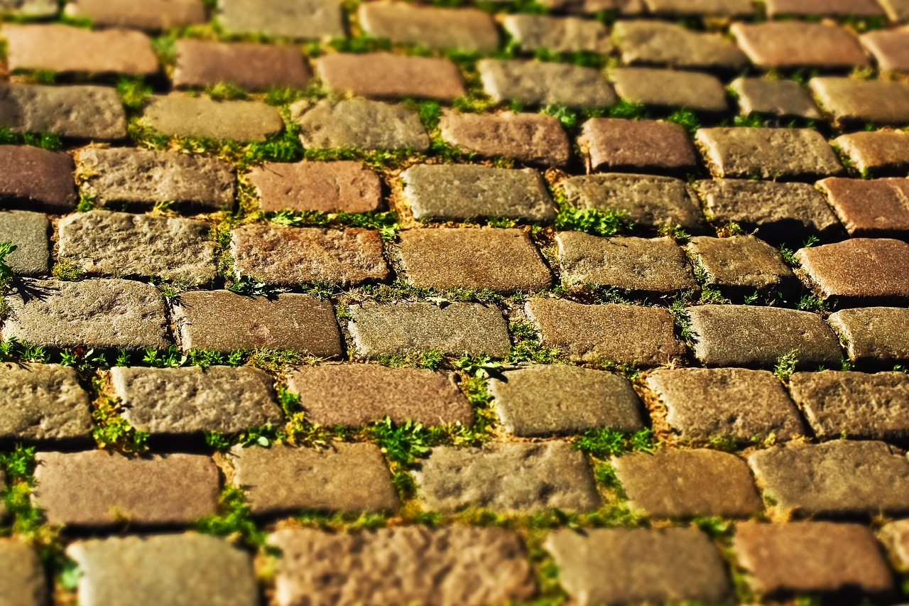 cobblestone  patch  road free photo