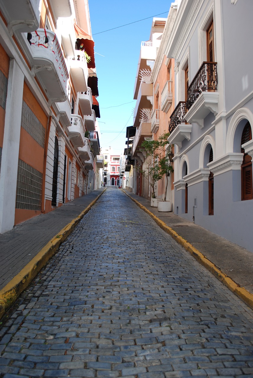 cobblestone empty street old san juan free photo