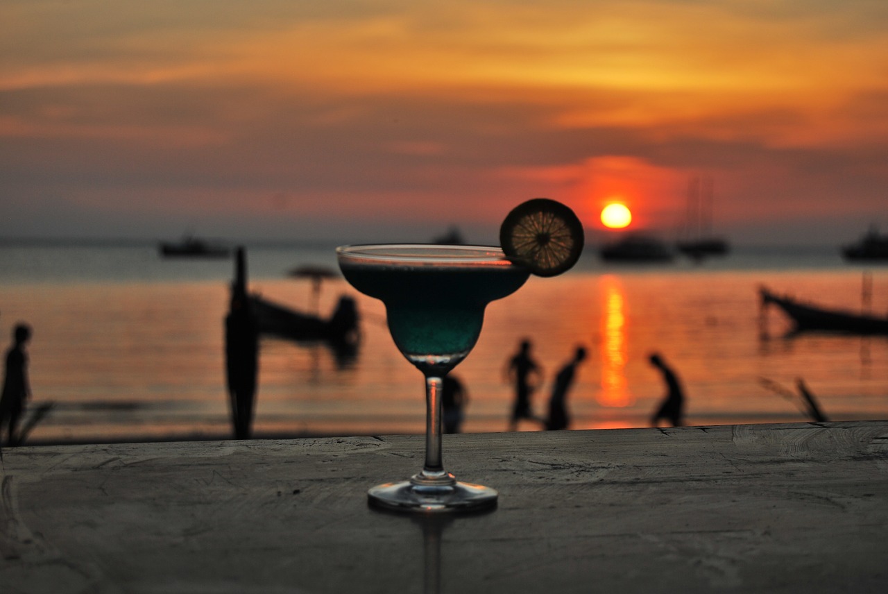 cocktail beach sunset free photo