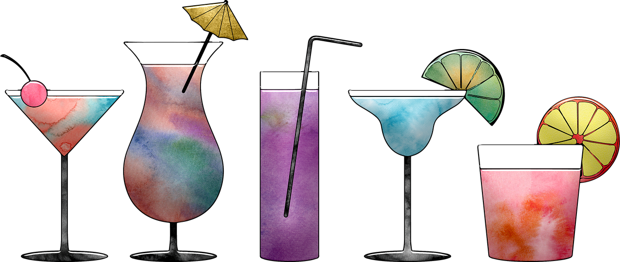 cocktails  watercolor  colorful free photo