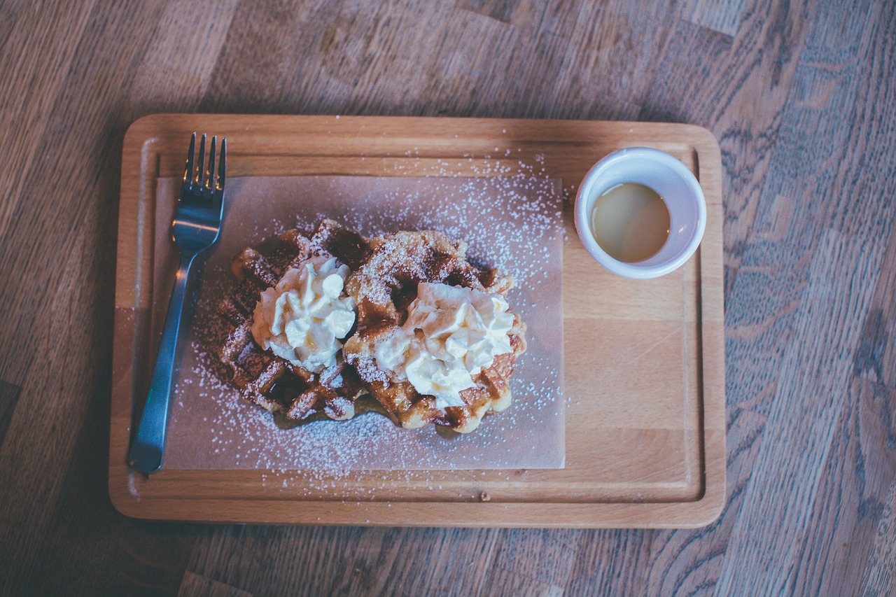 coffee breakfast waffles free photo
