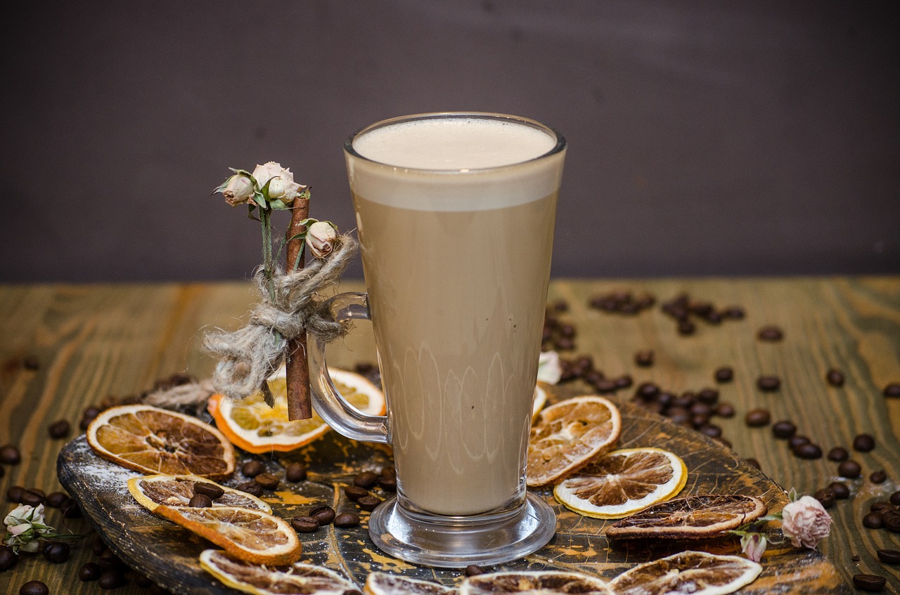 coffee milk coffee to serve with the citrus free photo