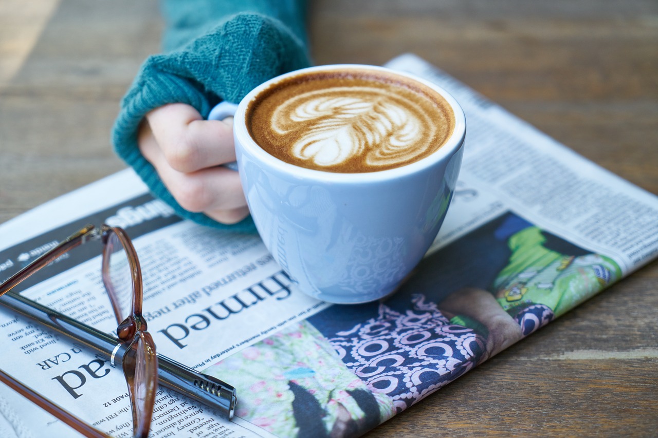 coffee latte newspaper free photo