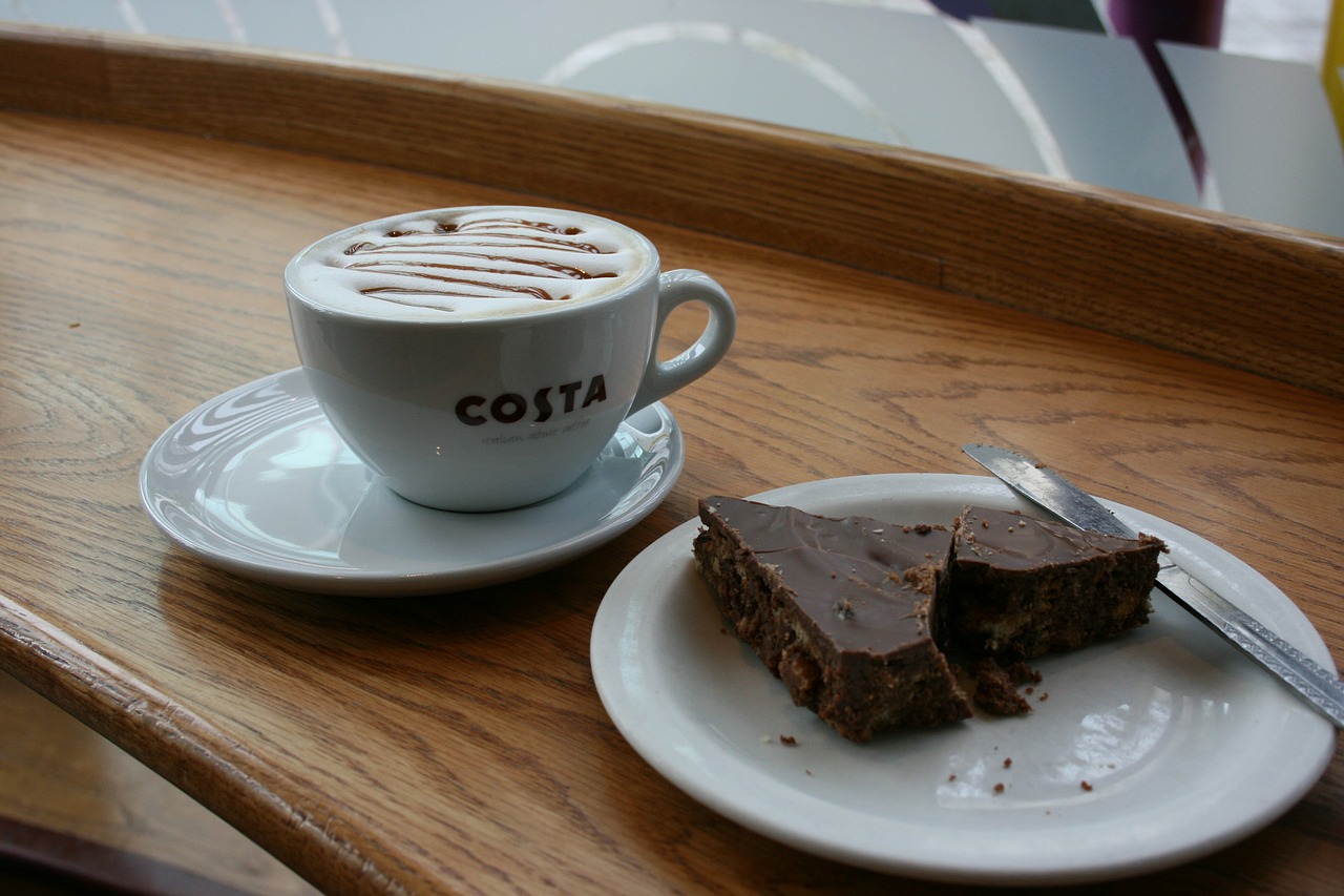 coffee cup of coffee chocolate cake free photo