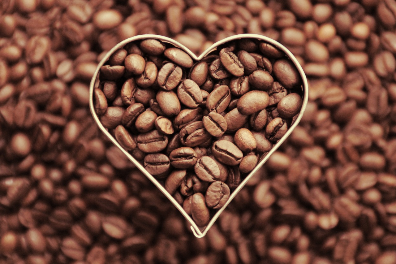 coffee  coffee beans  heart free photo