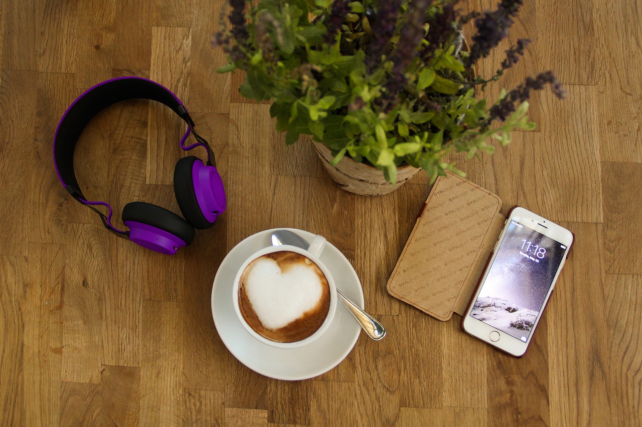 coffee  cup  headphones free photo