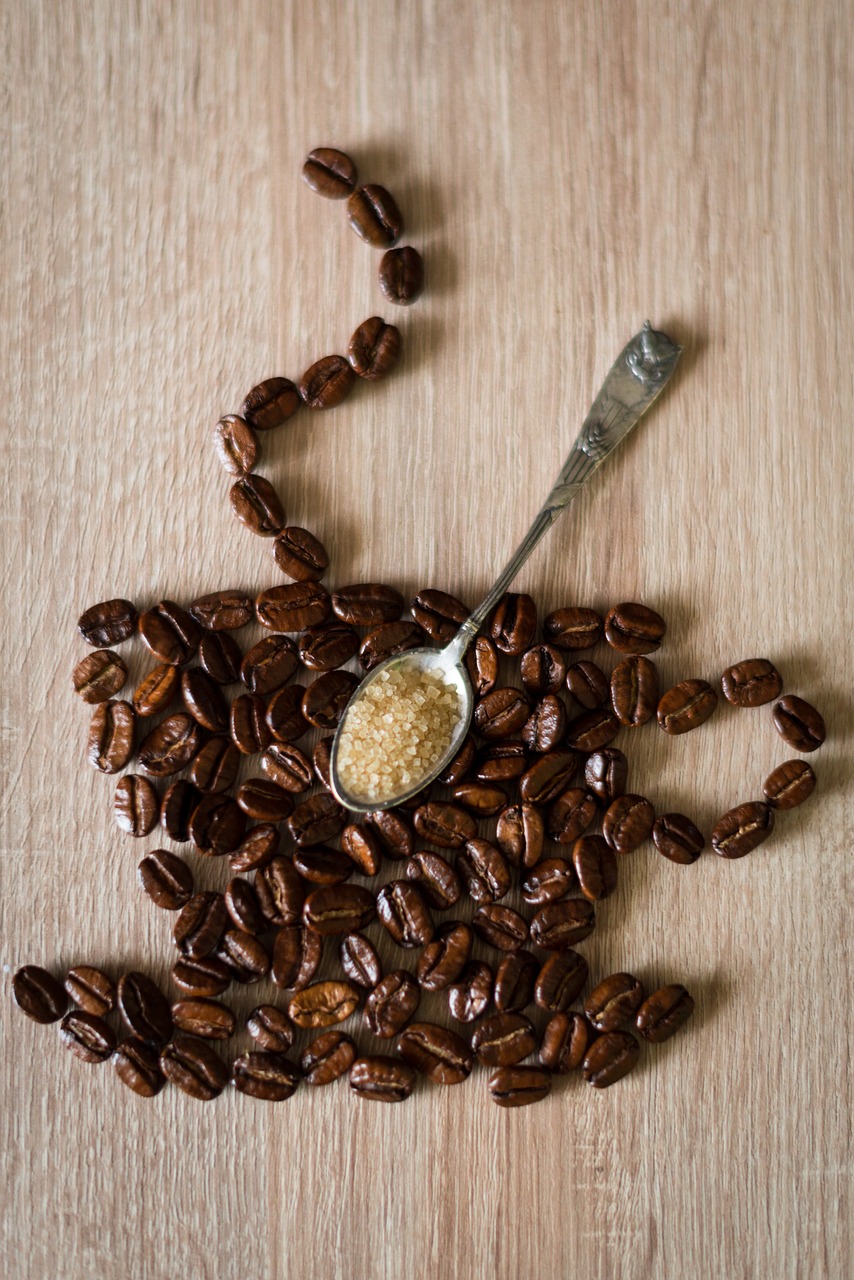 coffee beans coffee cup spoon free photo