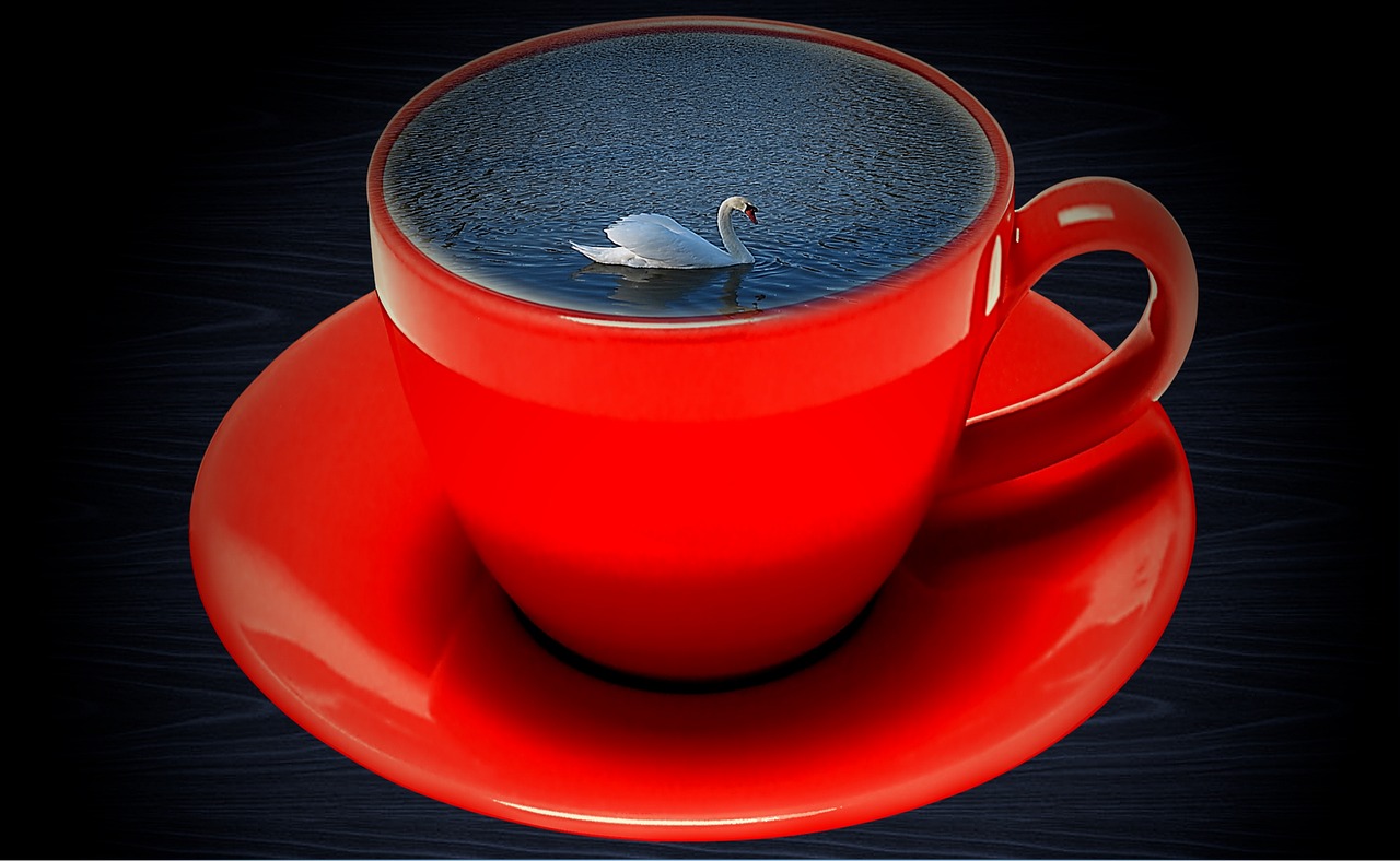 coffee cup red swan free photo