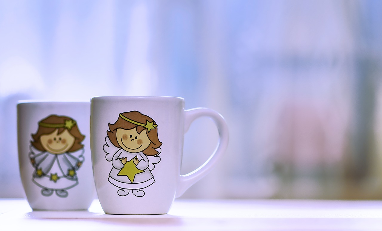 coffee mugs  little angel  cute free photo