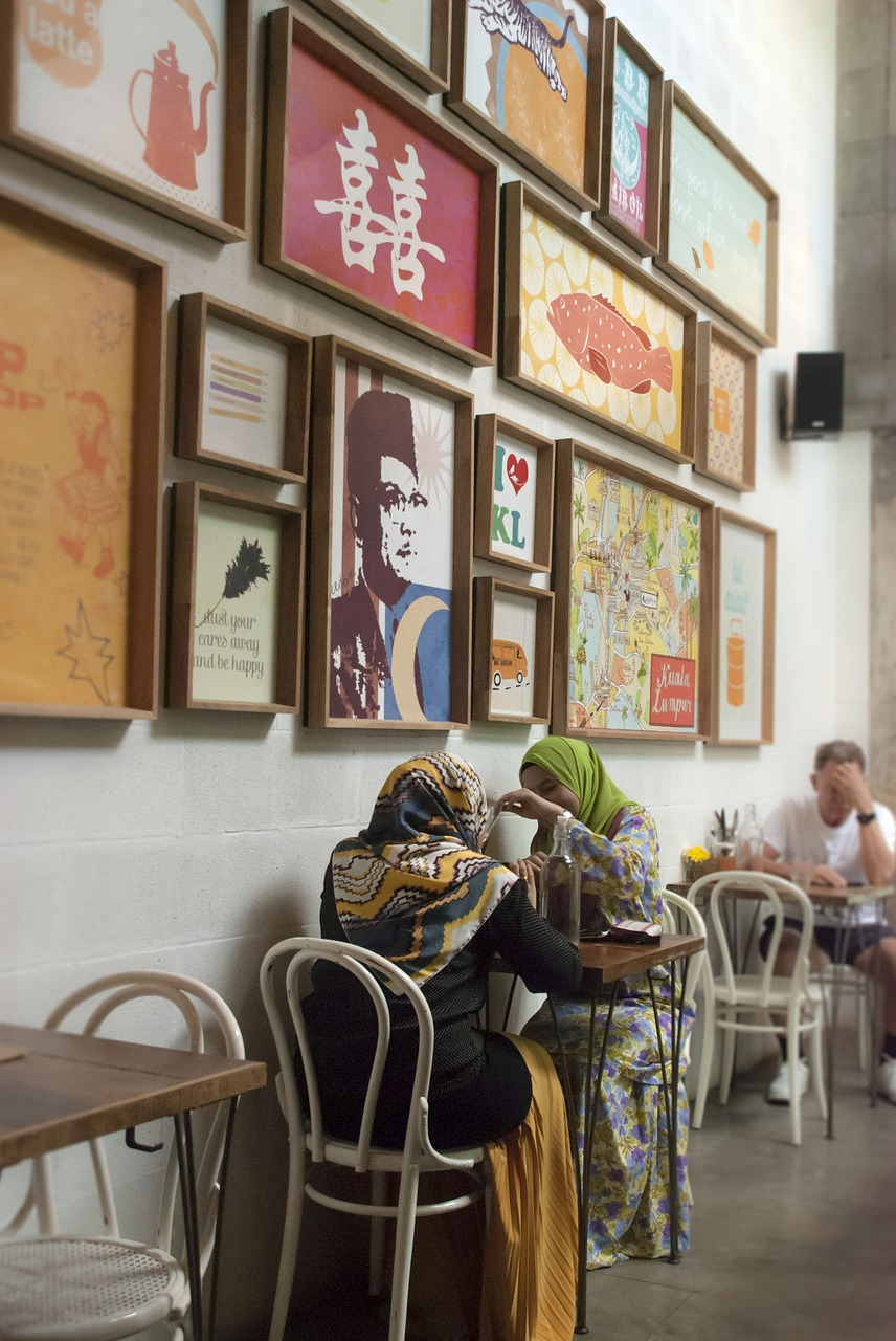 coffee shop scarf muslim free photo