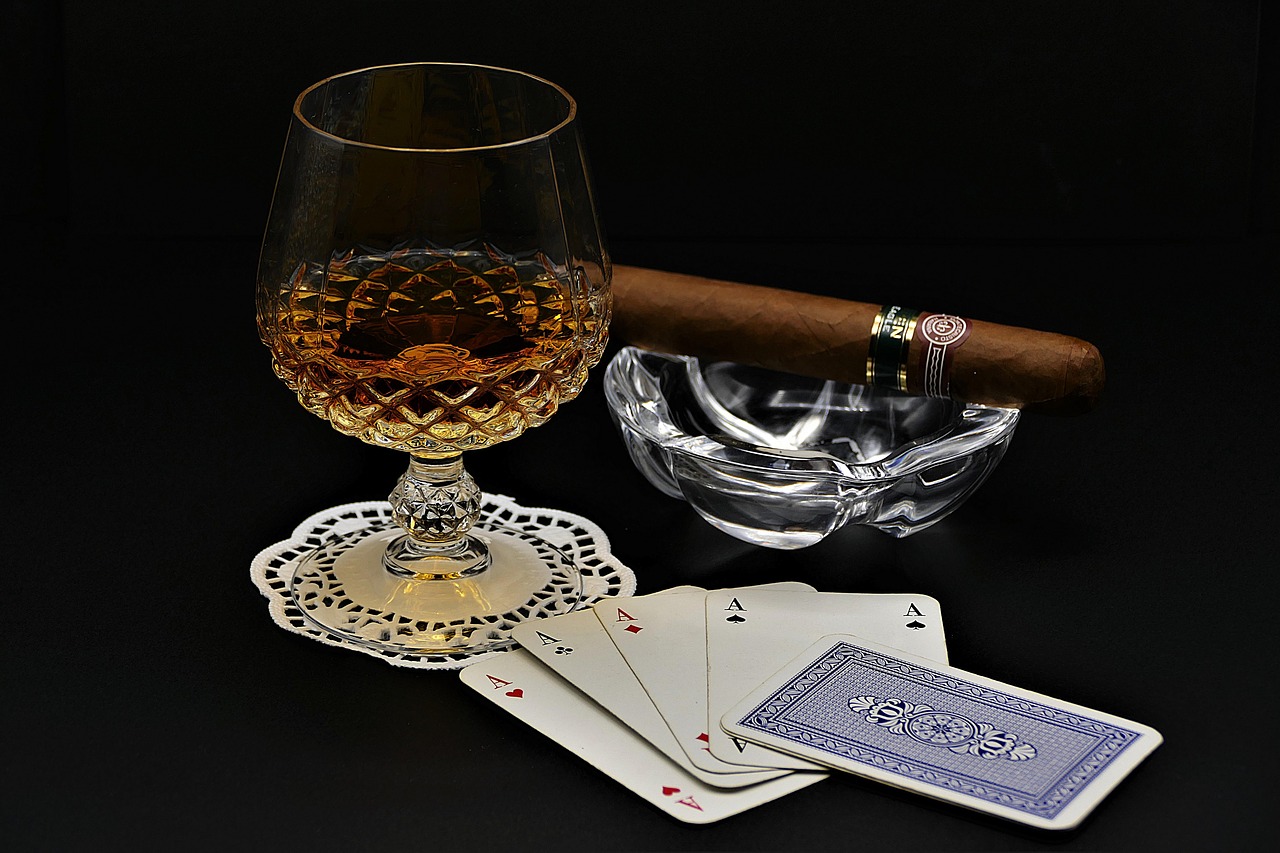 cognac  poker  cigar free photo