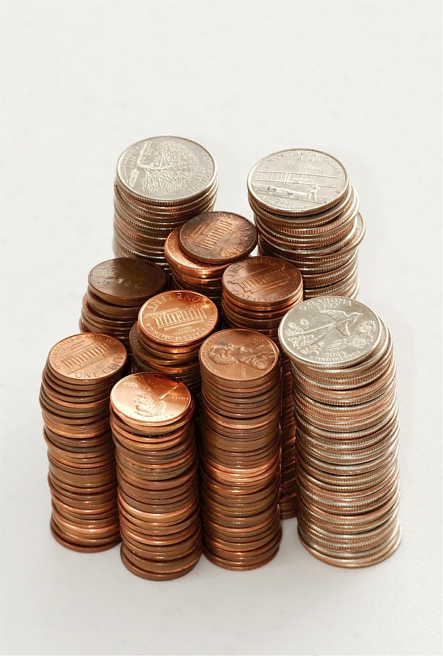 coins stacked pennies free photo