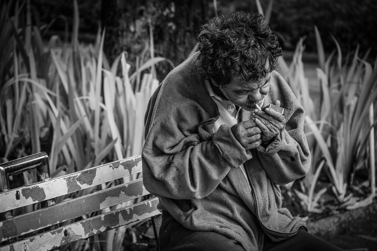 cold bench man free photo