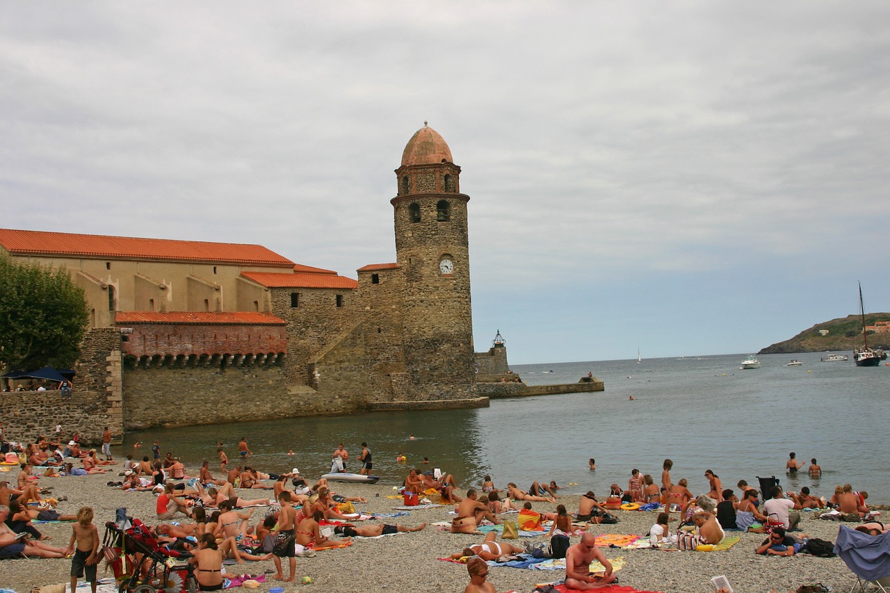 collioure beach bell tower free photo