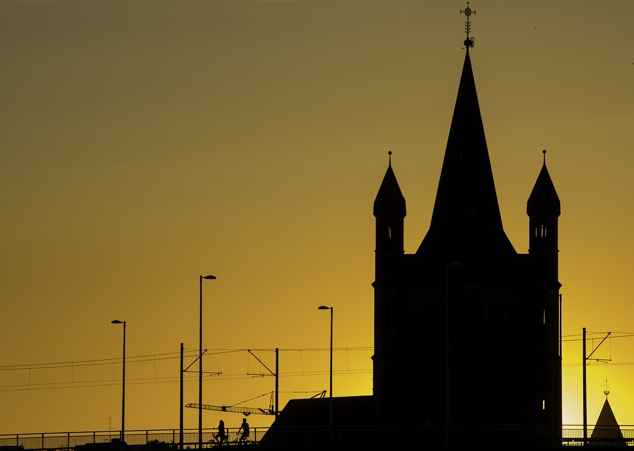 cologne churches sunset free photo
