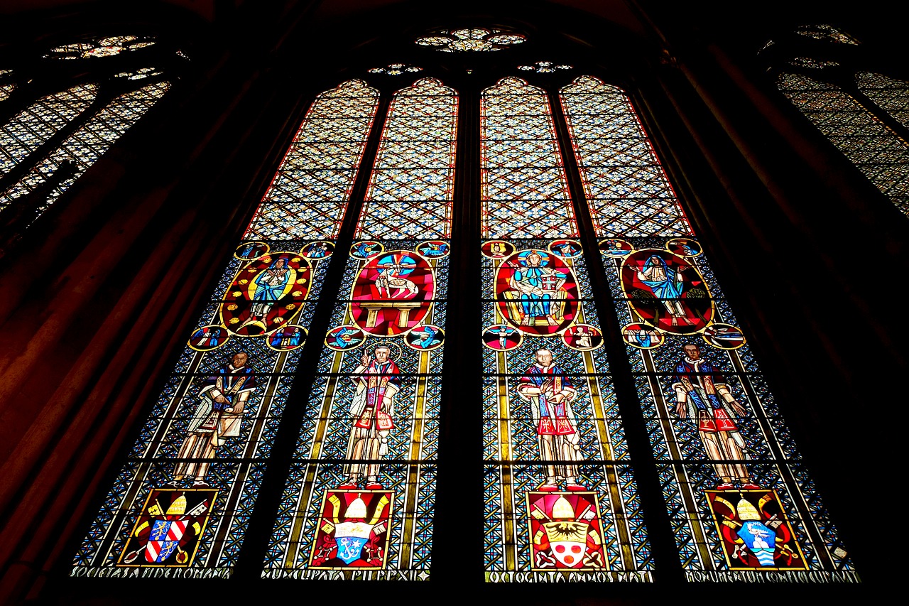 cologne cathedral church window glass free photo