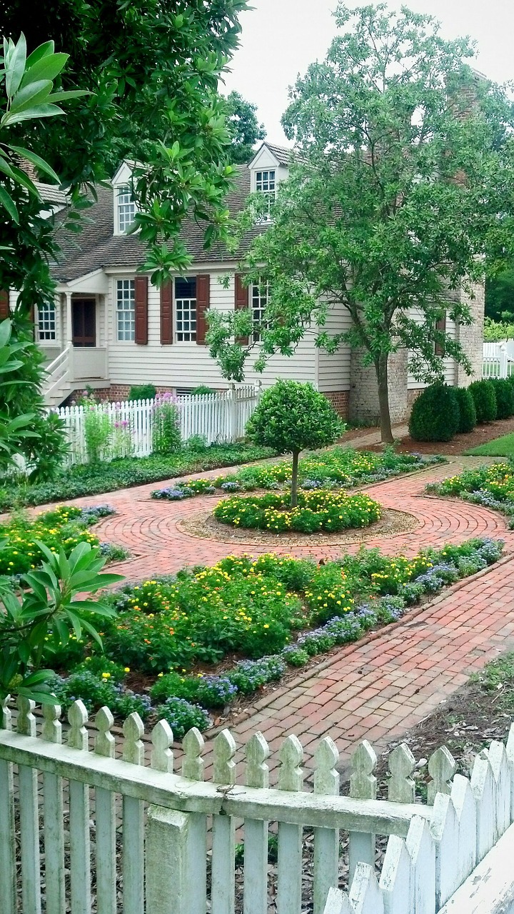 colonial garden walkway free photo