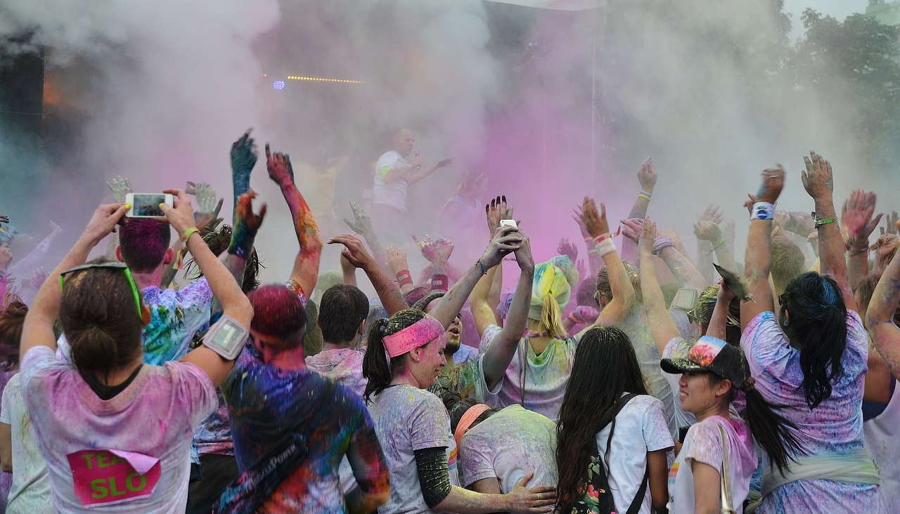 color run festivals people colorful free photo
