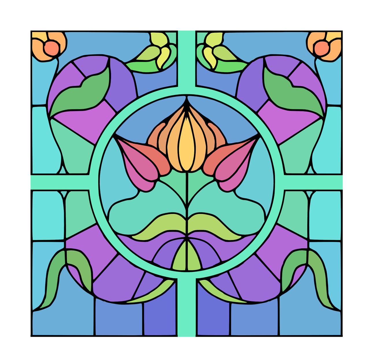 colored stained glass window decoration free photo