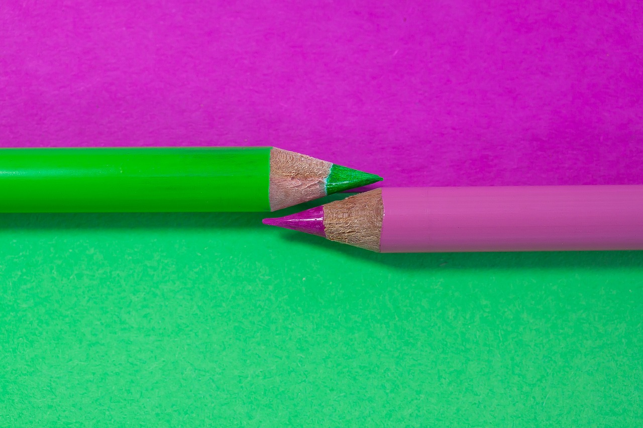 colored pencil  complementary  green free photo