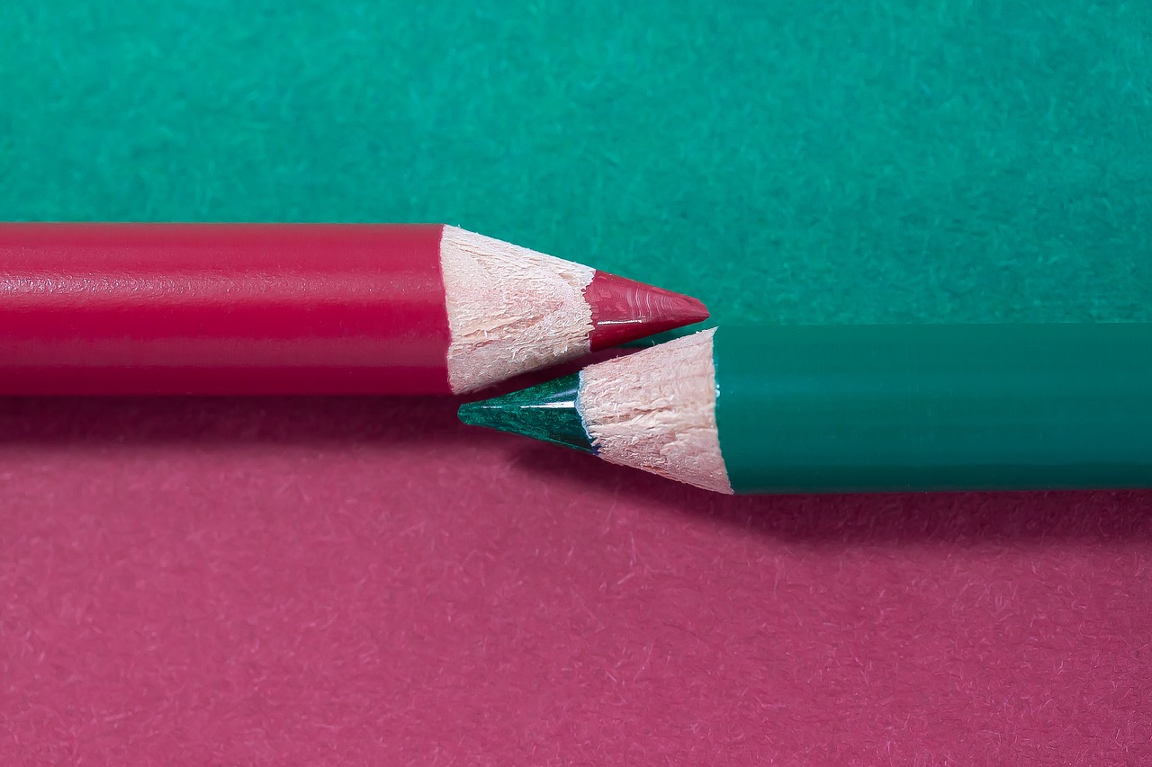 colored pencil  complementary  red free photo