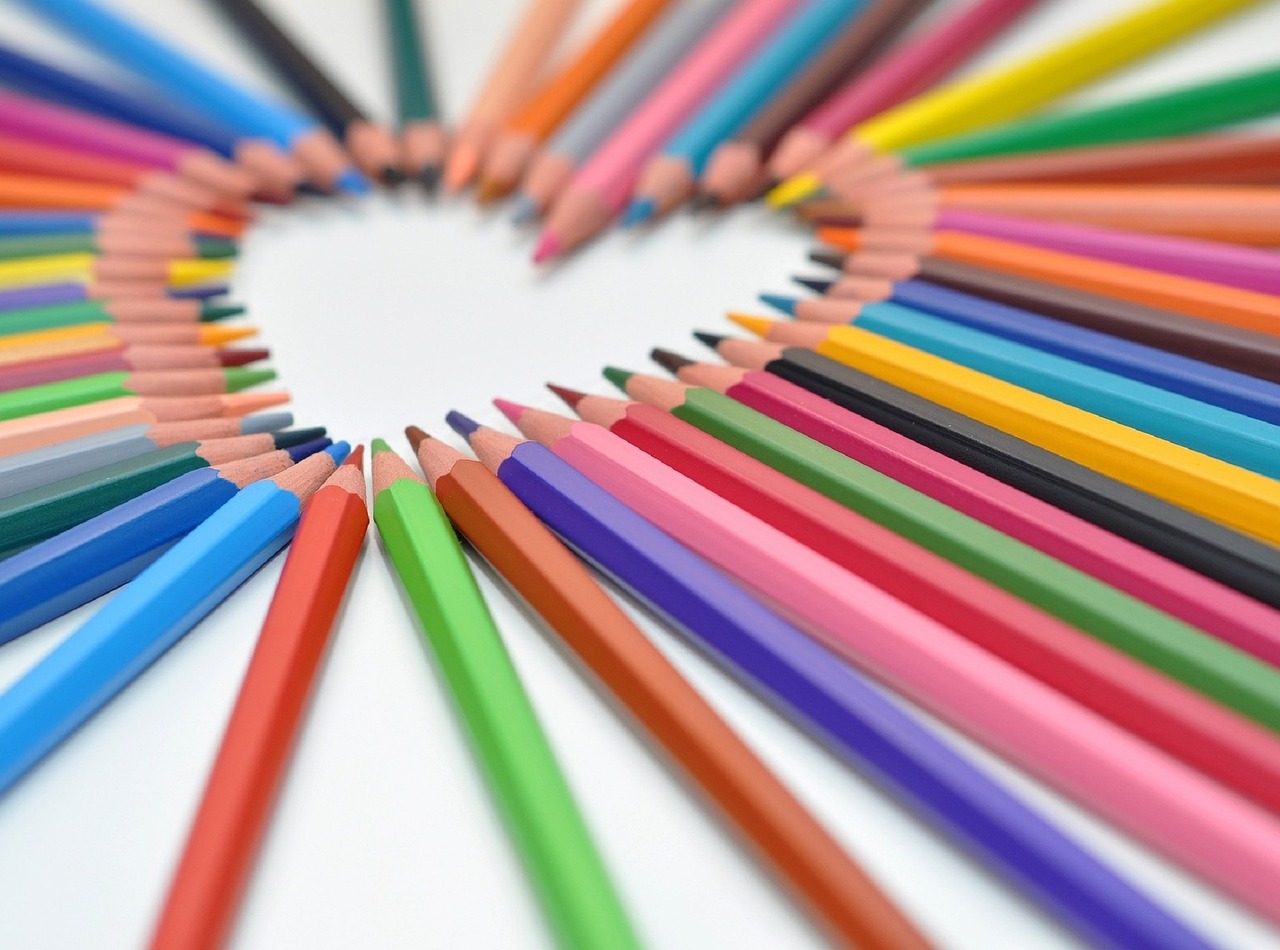 colored pencils rainbow heart free photo