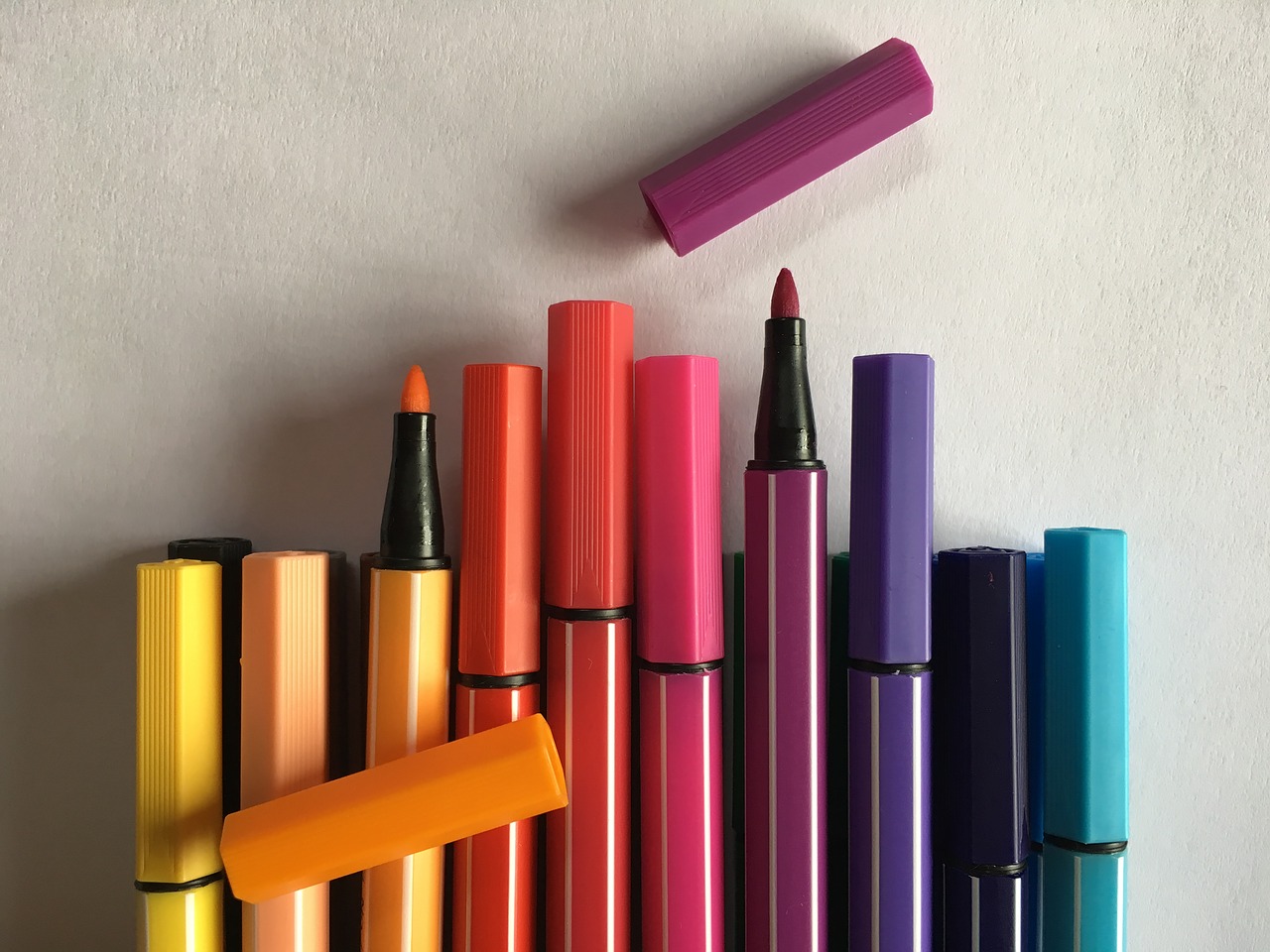 colored pencils felt tip pens crayons free photo
