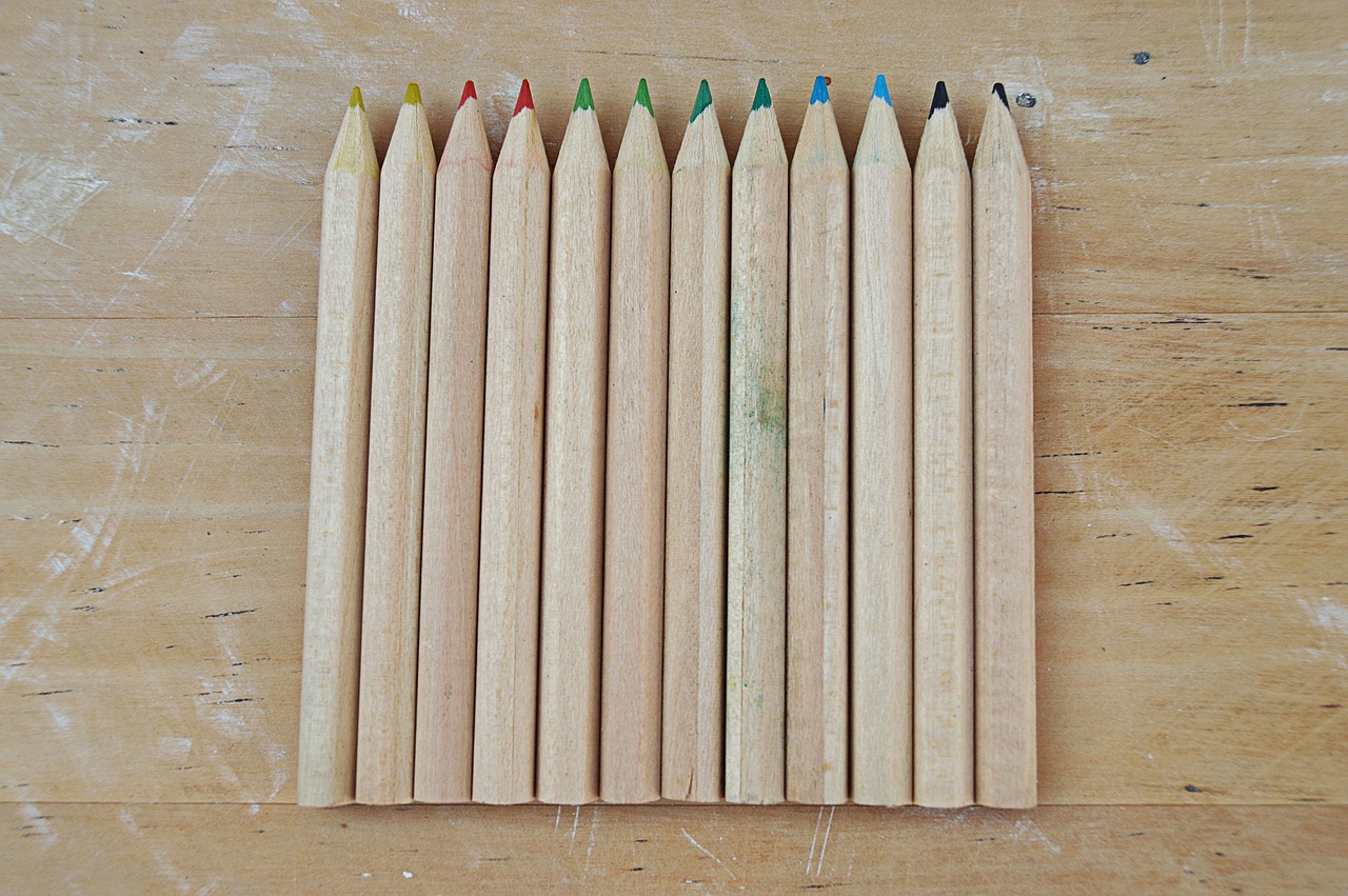 colored pencils wood colors free photo