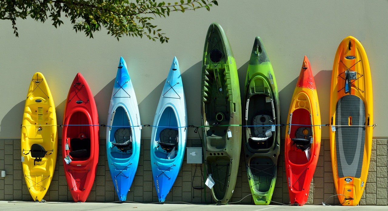 colorful kayaks for sale free photo