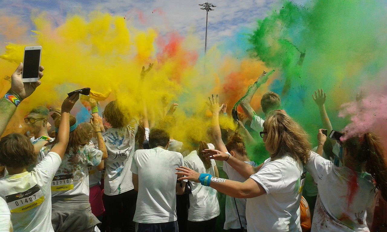colorful party colorrun free photo