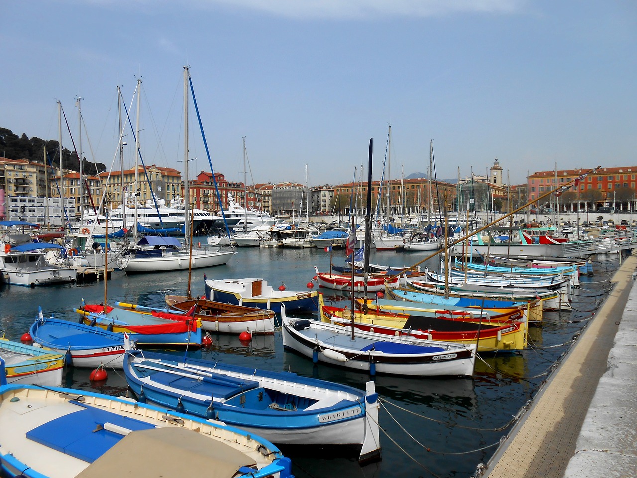 colorful boats port free photo