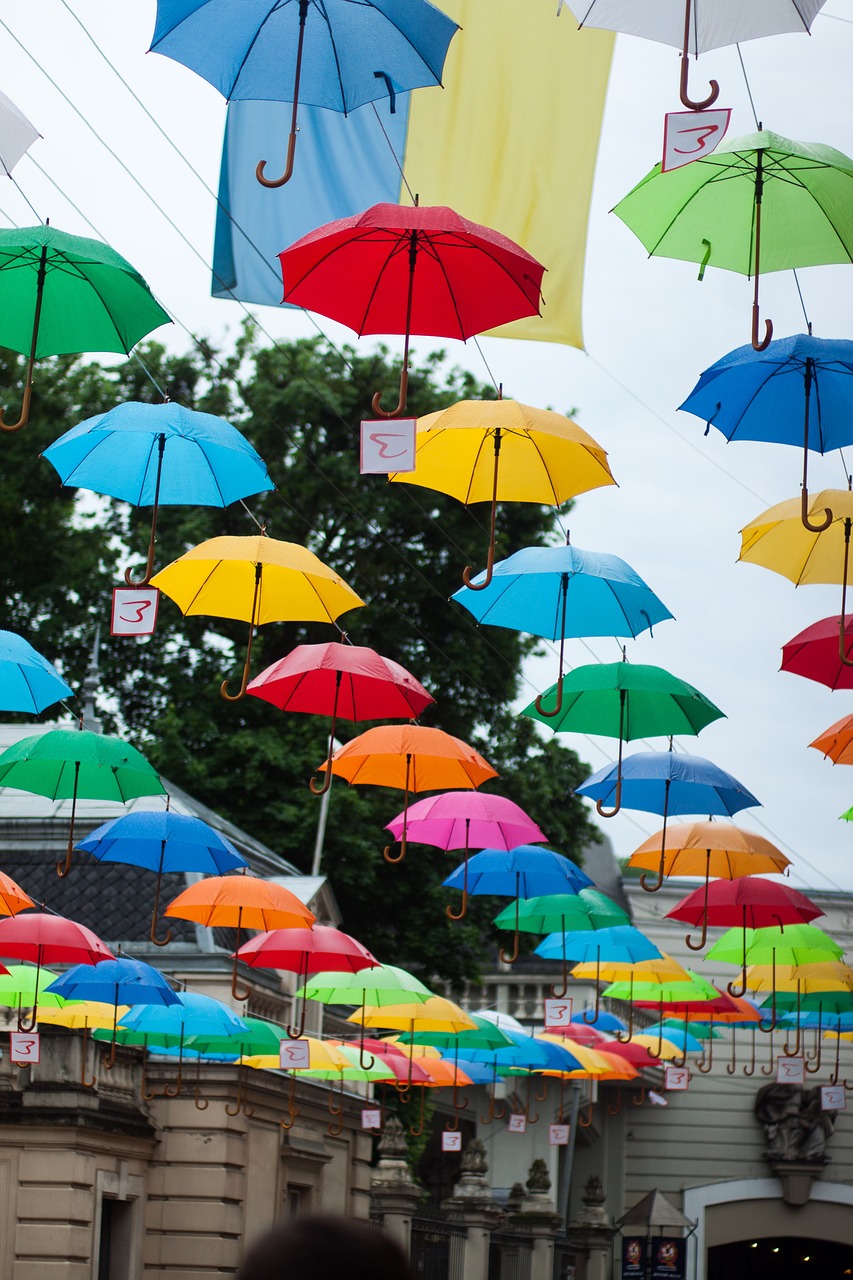 colorful umbrella festival free photo