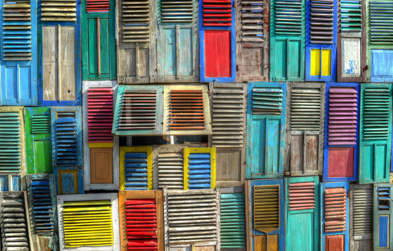 colorful shutters windows free photo