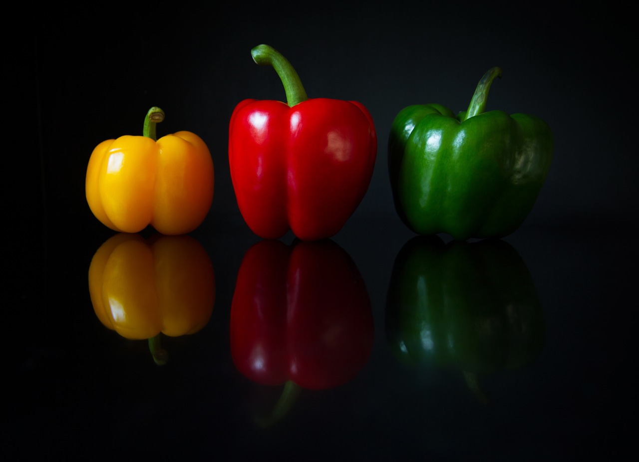 colorful peppers black free photo