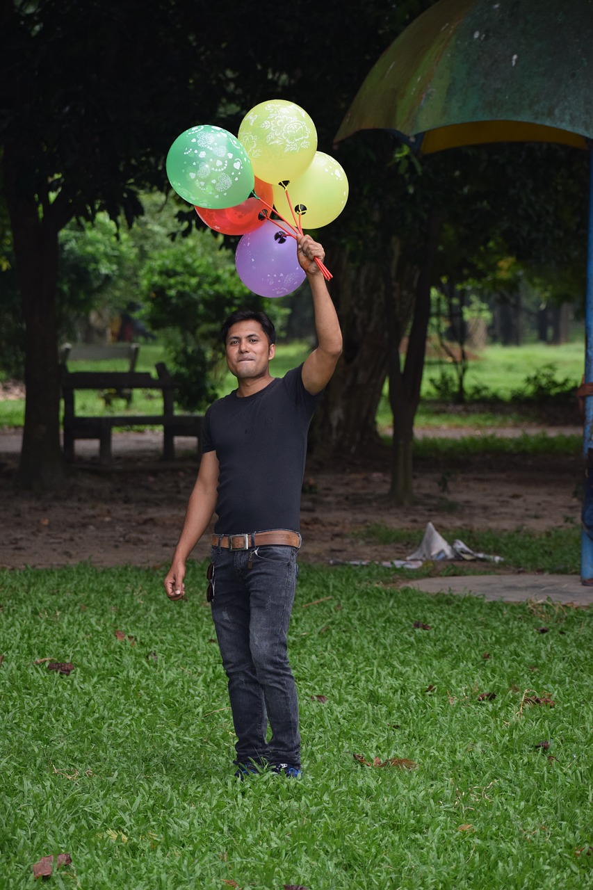 colorful balloon person free photo