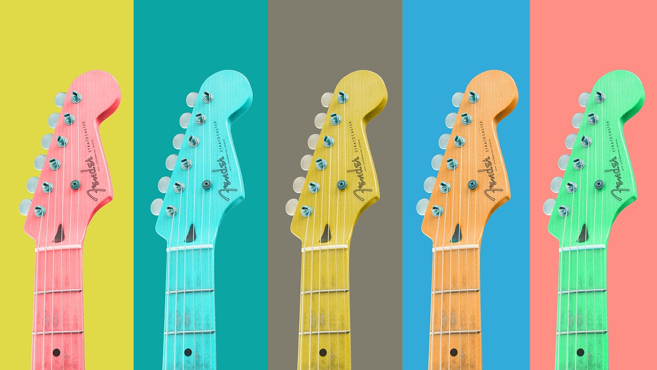 colorful guitars color combinations free photo