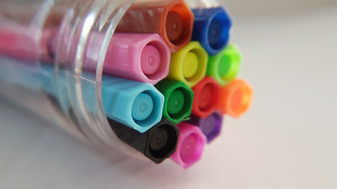 colorful  sketch pens  stationery free photo