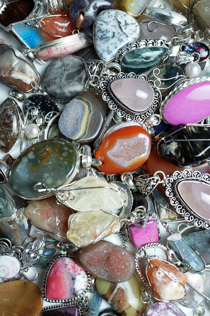 colorful gemstone pendants free photo