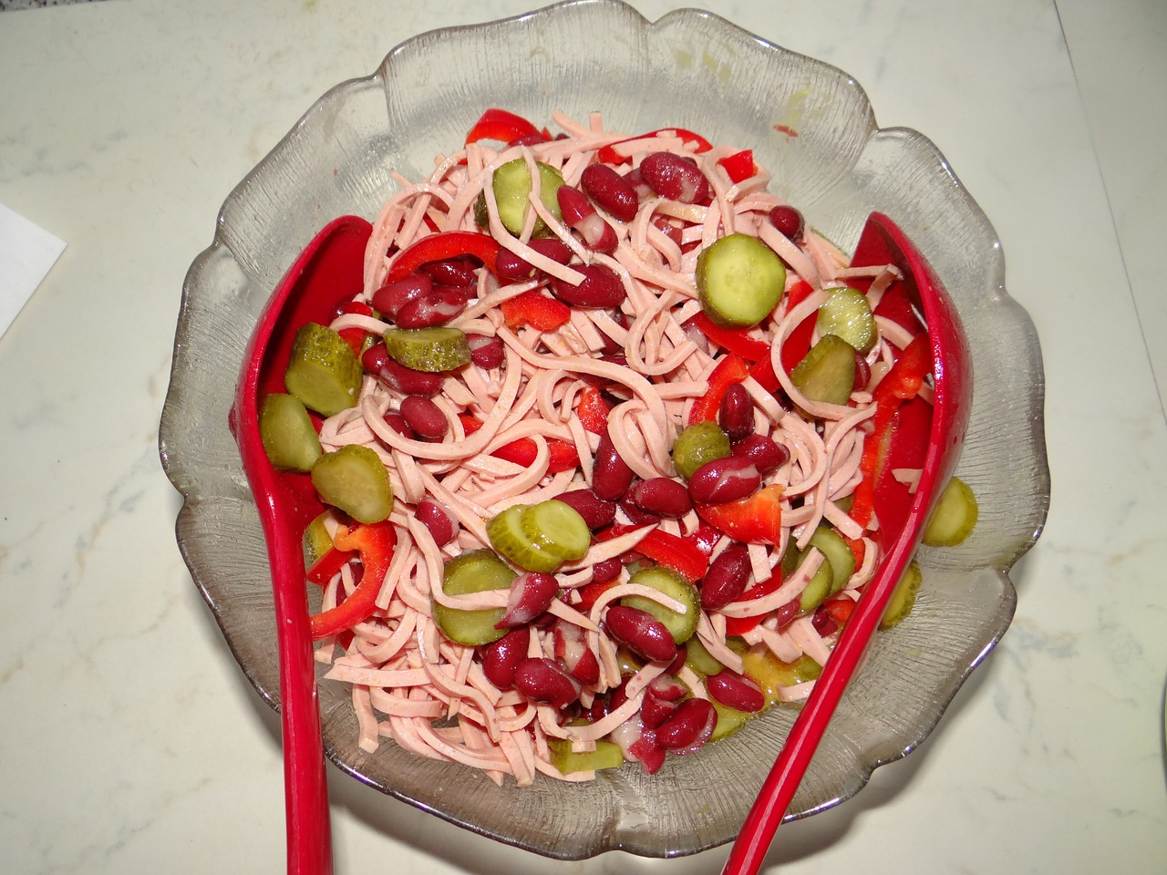 colorful sausage salad dinner free photo