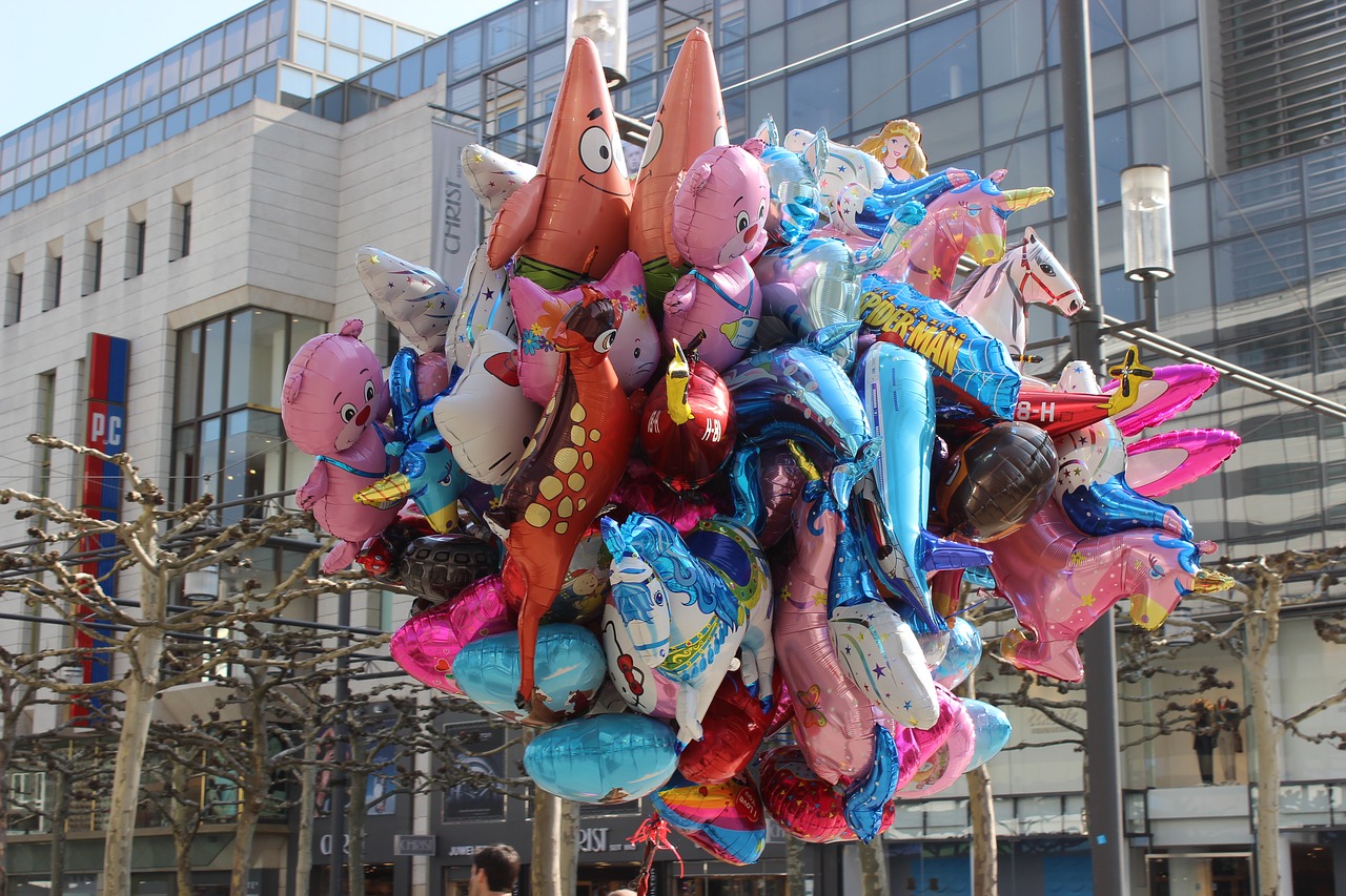 colorful balloons slightly fly free photo